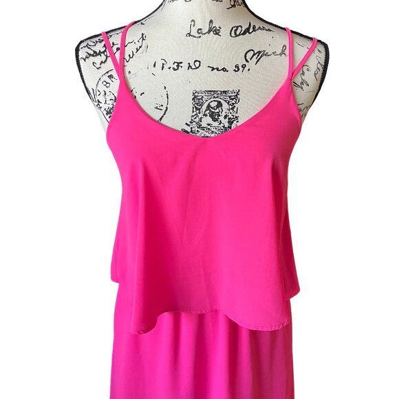 Gianni Bini GB Hot Pink Strappy Back Sleeveless Tiered Dress Size XS - Picture 4 of 5